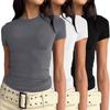 European and American Women's Casual Slim Fit Long Sleeve Pullover T-shirt Streetwear Set