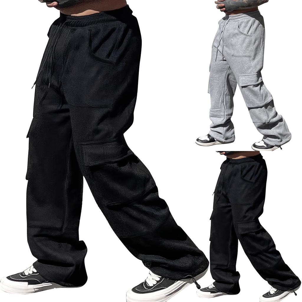 Men's Solid Color Loose  Wide Leg Sweatpants Men's Casual Fashion Sweatpants