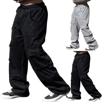 Men's Solid Color Loose  Wide Leg Sweatpants Men's Casual Fashion Sweatpants