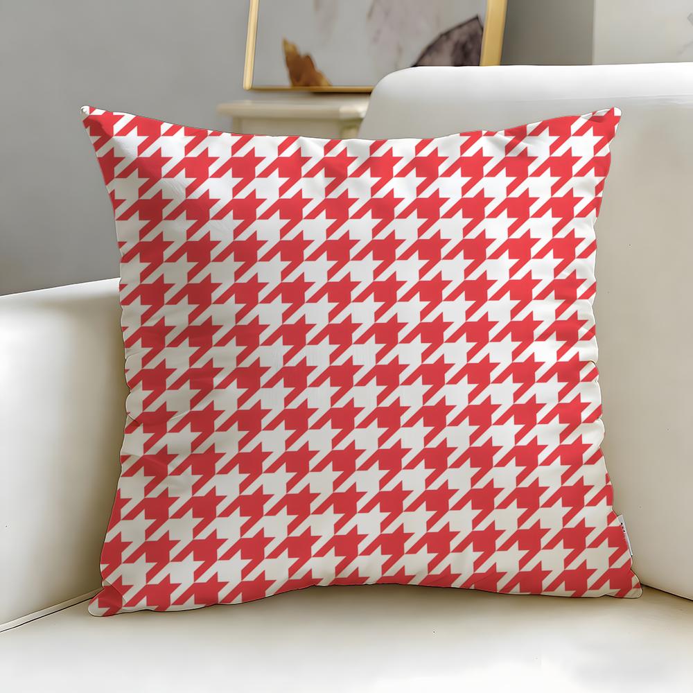Houndstooth Pattern Cushion Cover Soft  EasyWash Pillow Case  Versatile for Couch Bed Travel and Office