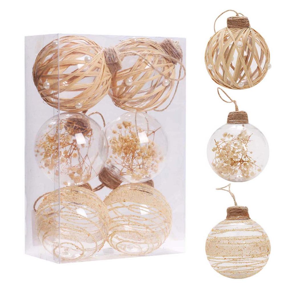Shatterproof Clear Xmas Ball Set Farmhouse Xmas Tree Decoration Hanging Balls Suitable for Weddings Engagements