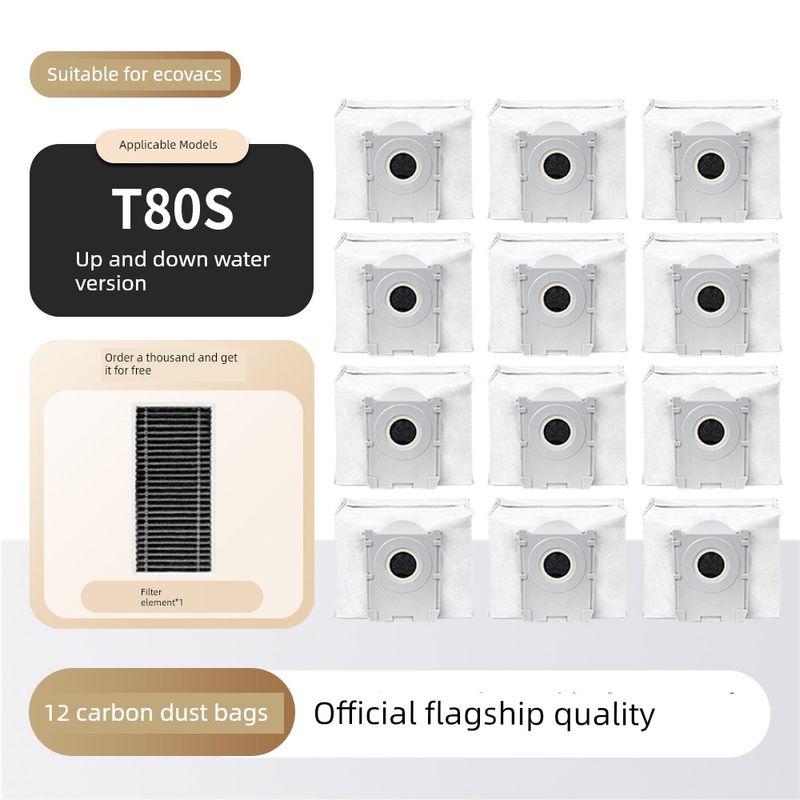 Compatible with Ecovacs T80/S Consumables, Sweeping Robot Accessories, Pro Side Roller Brush, Mop, Filter, Dust Bag, Cleaning Fluid