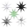5Pcs Star Lanterns 12-Inch Paper Christmas Ornaments 9 Pointed Hanging Lamp Lampshades Vintage Farmhouse Xmas Party Decorations