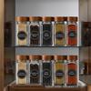 Square Acacia Wood Spice Jar Set – 24-Piece Glass Jars with Pepper Powder Sprinkler, 40oz Capacity