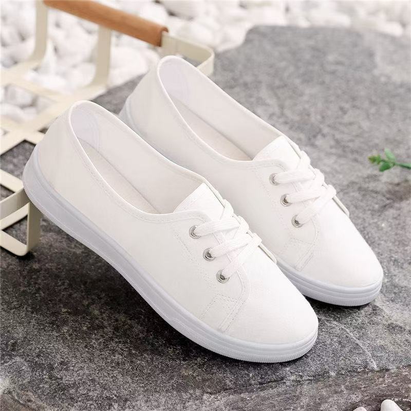 New low-top canvas shoes female student flat casual shoes sports casual board shoes lazy little white shoes
