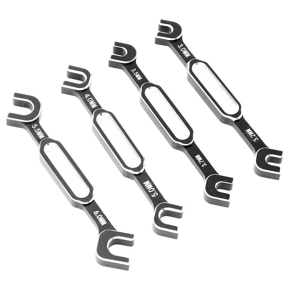 4PCS RC Car Wrenches Turnbuckle Nut Ball Joint Remover Aluminum Alloy RC Maintenance Spanner 3.0‑6.0mm Black
