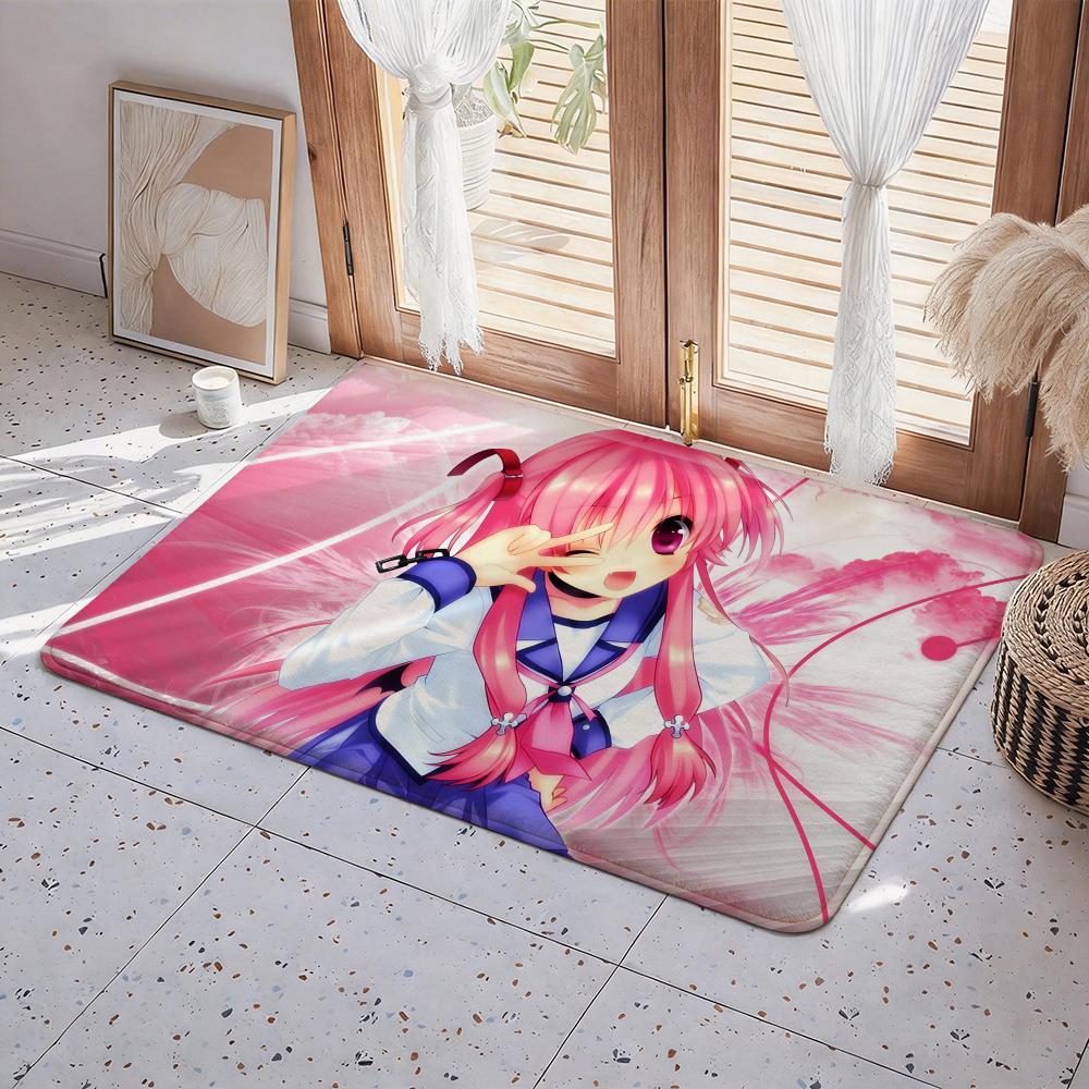 Anime A Angel Beats Floor Mat Eco Flannel Doormat Non Slip Odorless Indoor Floor Rug Soft Short Plush Home Mat