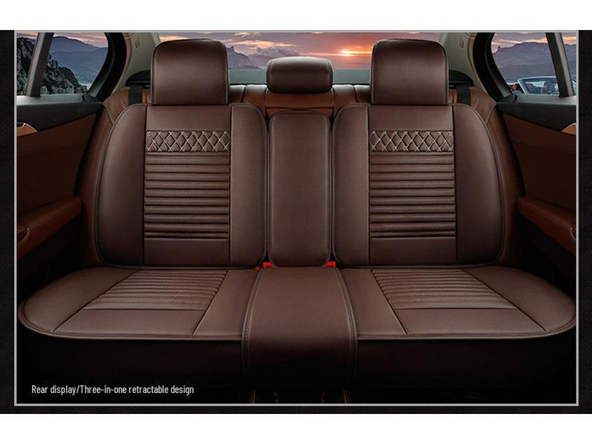 Universal Breathable Leather Car Seat Cover with Lumbar Support - Multi-Color Summer Cushion