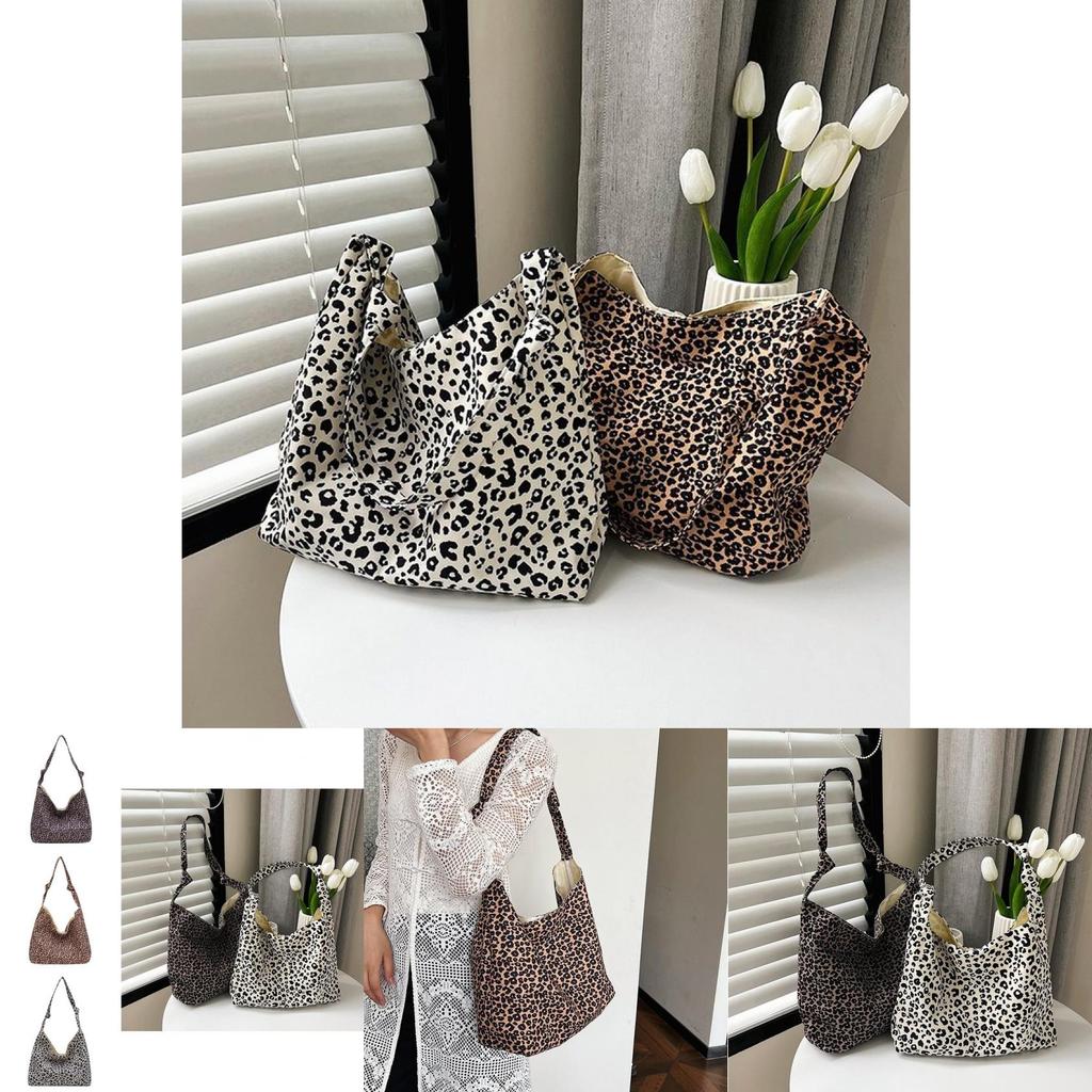 2024 Stylish Lazy Leopard Print Large Capacity Shoulder Bag For Women Chic Casual Use