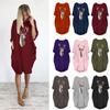 Women's Christmas Deer Pattern Printed Round Neck Dress With Full Sleeves And Stylish Design