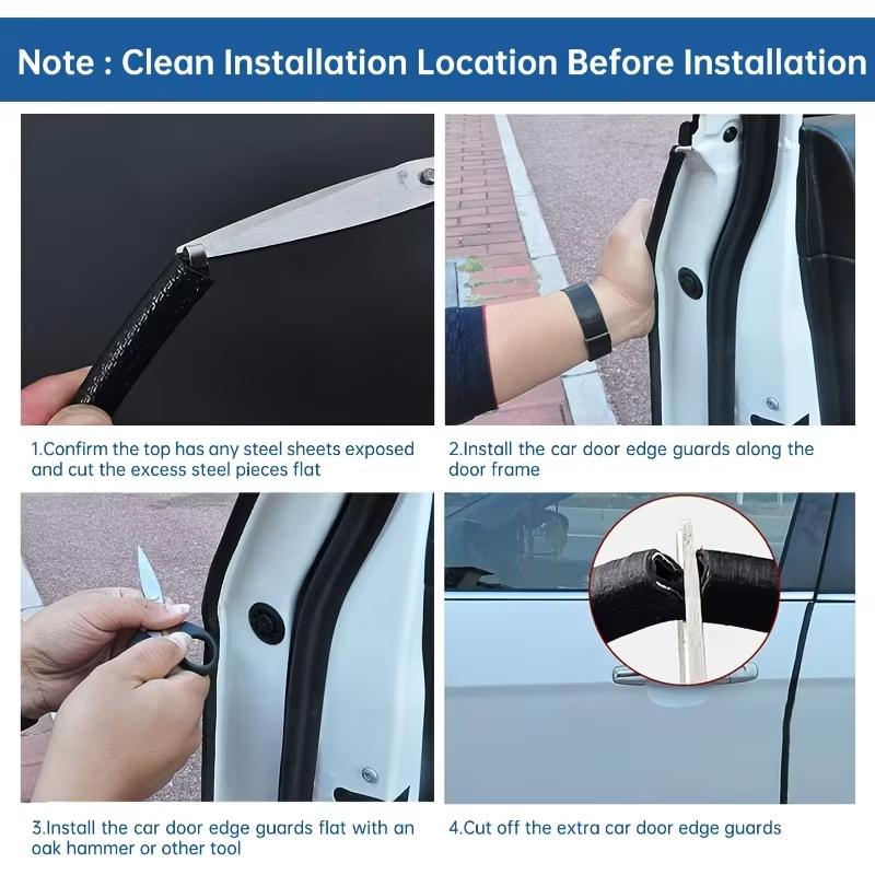 10M U-Shape Car Door Edge Protector Guard Rubber Seal Strip Universal Anti-Collision Weatherstrip for Sedan SUV Trunk No Glue Interior Mirrors 6