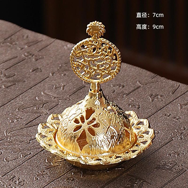 Portable Metal Alloy Incense Burner Tower with Decorative Cutout Design for Home and Travel Use Suitable for Various Incense Types