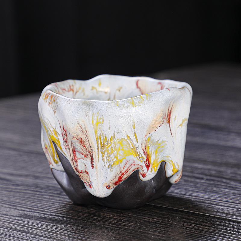 Japanese-style Retro Yamagata Ceramic Teacups Retro Handmade Rough Pottery Single Ceramic Kung Fu Tea Set Tea Accessories