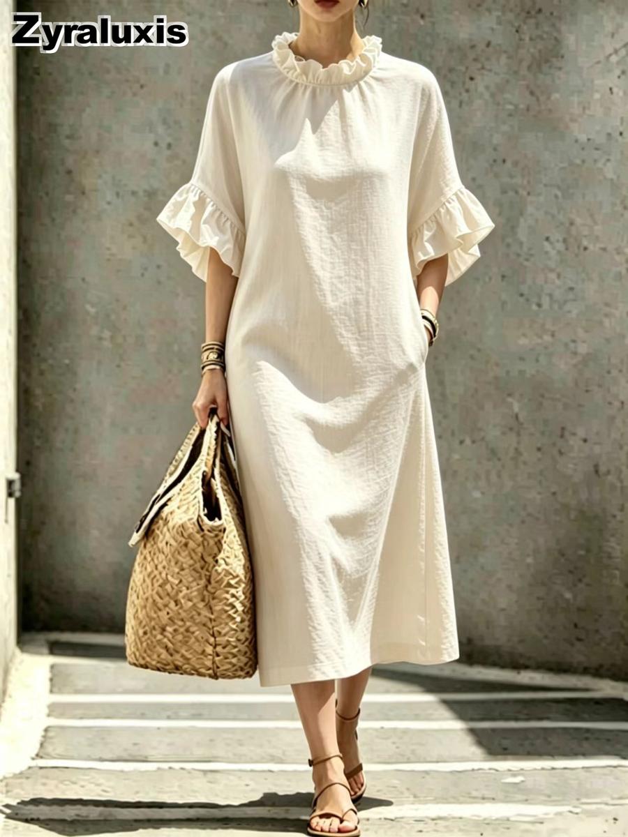 Summer New Fashion Casual Large Size Women s Dress S белый