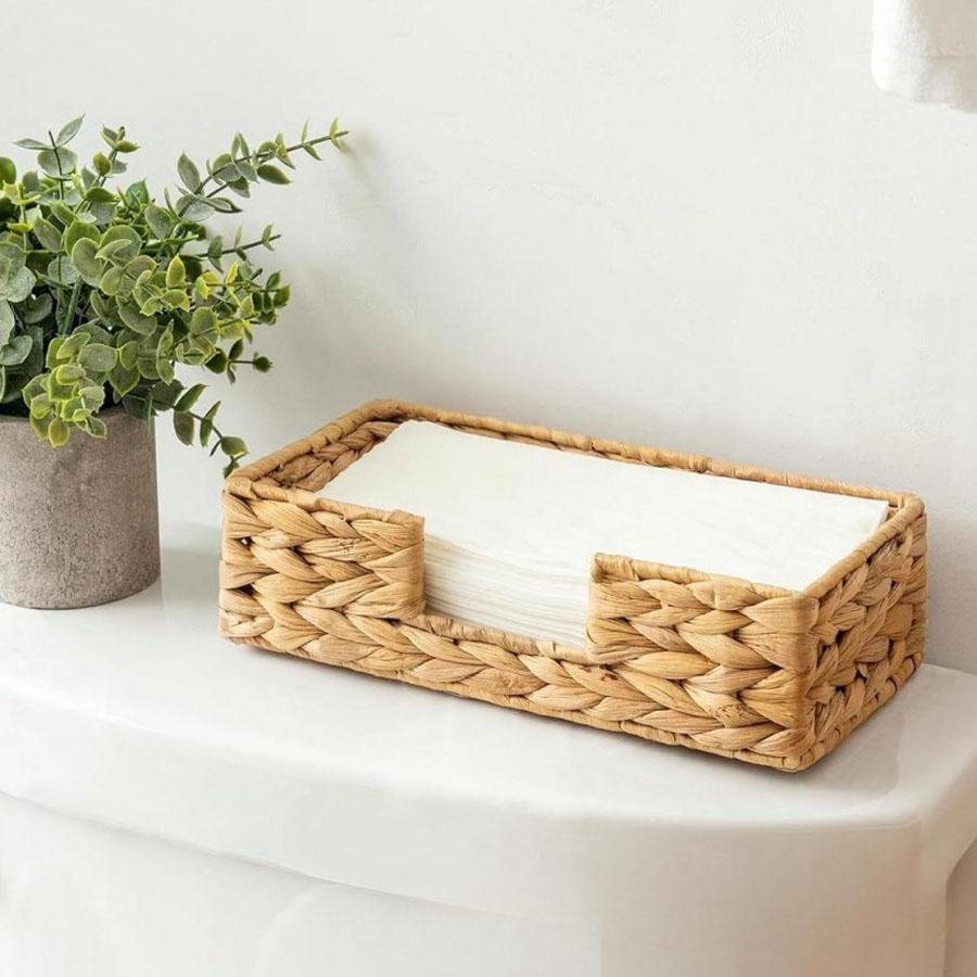 Handgeflochtene Seegras-Taschentuchbox-Hülle, Natürlicher Weiden-Serviettenhalter für Wohnzimmer, Schlafzimmer, Badezimmer,