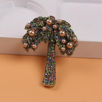 Atmospheric Rhinestone Coconut Tree Brooch Women'S Versatile Clothing Corsage With Accessories Simple Clothing Pin