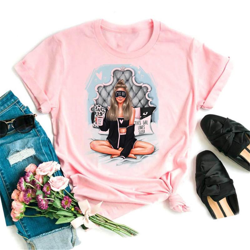Maycaur Moda Maglietta da Donna Divertente con Stampa di Ragazza Top Neri Casual Anni '90 Maglietta da Donna Ragazza Top Grafico Harajuku Femminile