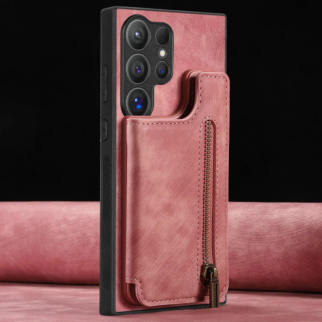 PU Reißverschluss-Geldbörse mit Kartenhalter Handyhülle für Samsung Galaxy S23 FE S24 S22 Ultra Plus M15 A15 A25 A35 A55 A05 A05S A14 Hülle