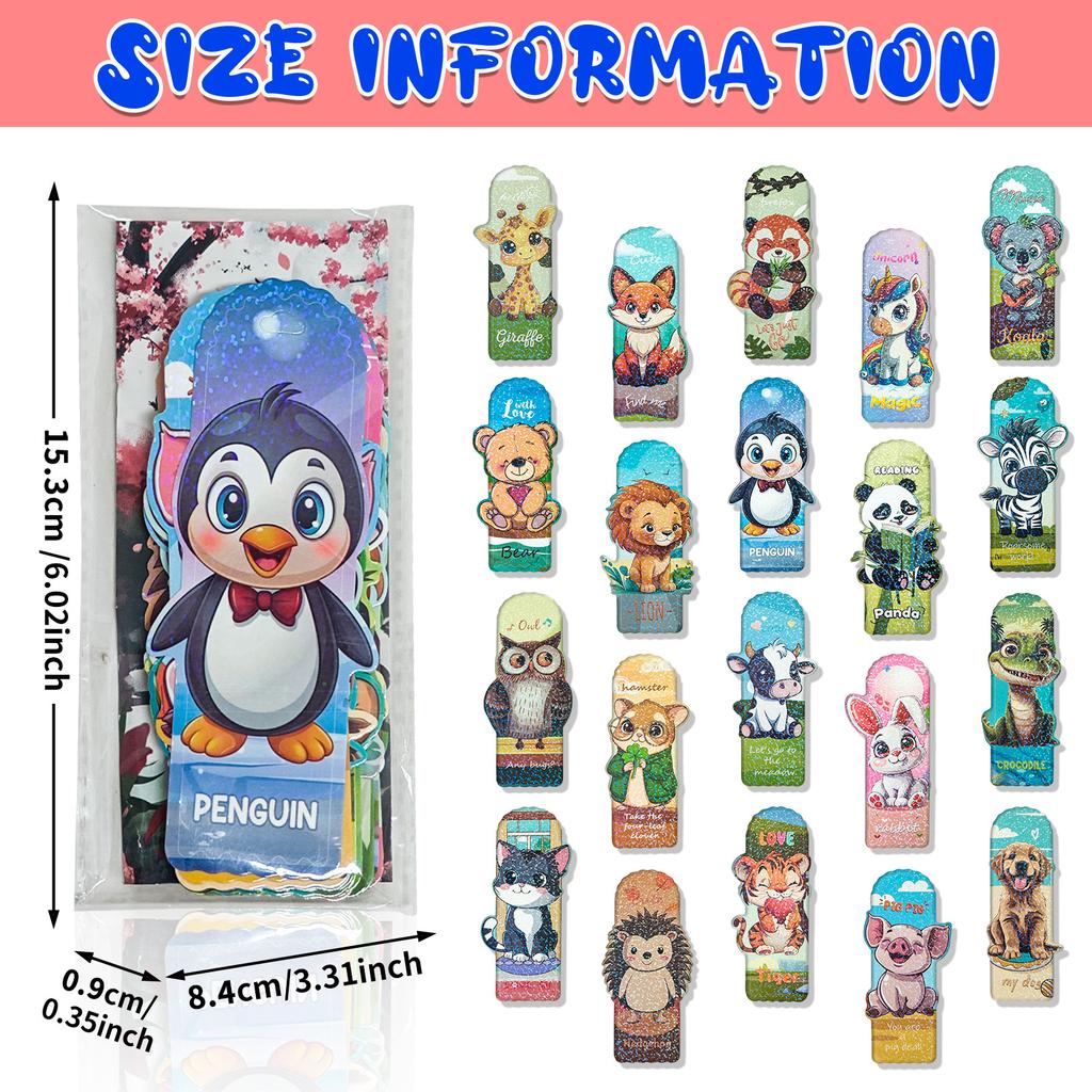 20 Cartoon Small Animal Paper Laser Bookmarks High Value Small Animal Bookmarks
