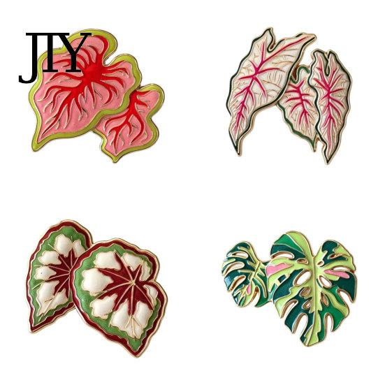 Farbverlauf Brooch Legierung Brooch, Emaille Blatt Design Anstecknadel, Pflanzenliebhaber Abzeichen mit Glatten Linien Pin Helle Farbe, Frischer Stil für Hemden