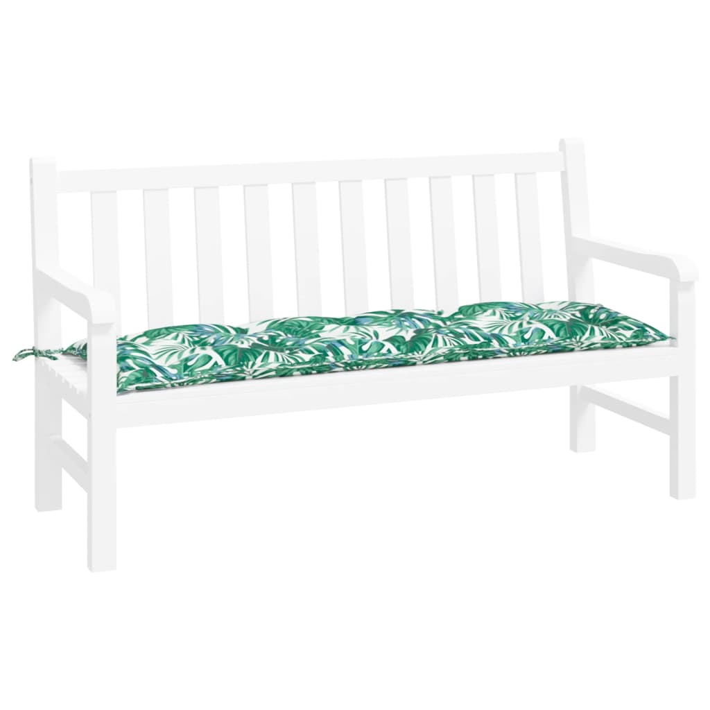 Garden Bench Cushion with Leaf Pattern 150 x 50 x 7 cm Oxford Fabric
