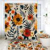 Pink Floral Rose Waterproof Shower Curtain Sets Toilet Seat Cover Non-Slip Bath Mat Rug Carpet Bathroom Decor Polyester Fabric