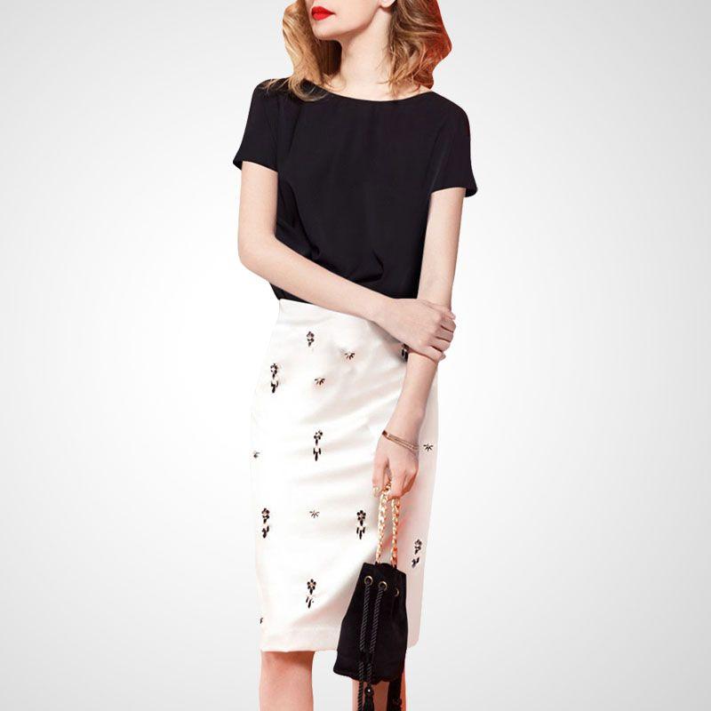 

Трендовая Мода Осень Темперамент Богини Темперамент Платья-футляры Топы Black + White Print (In Stock) S