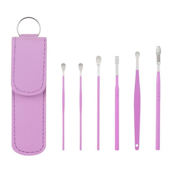 Ear Wax Cleaner Tool Set Portable Travel Friendly Ear Scoop Kit with Faux Leather Case Gentle Spiral Groove Tip Professional Ear Cleaning Tool