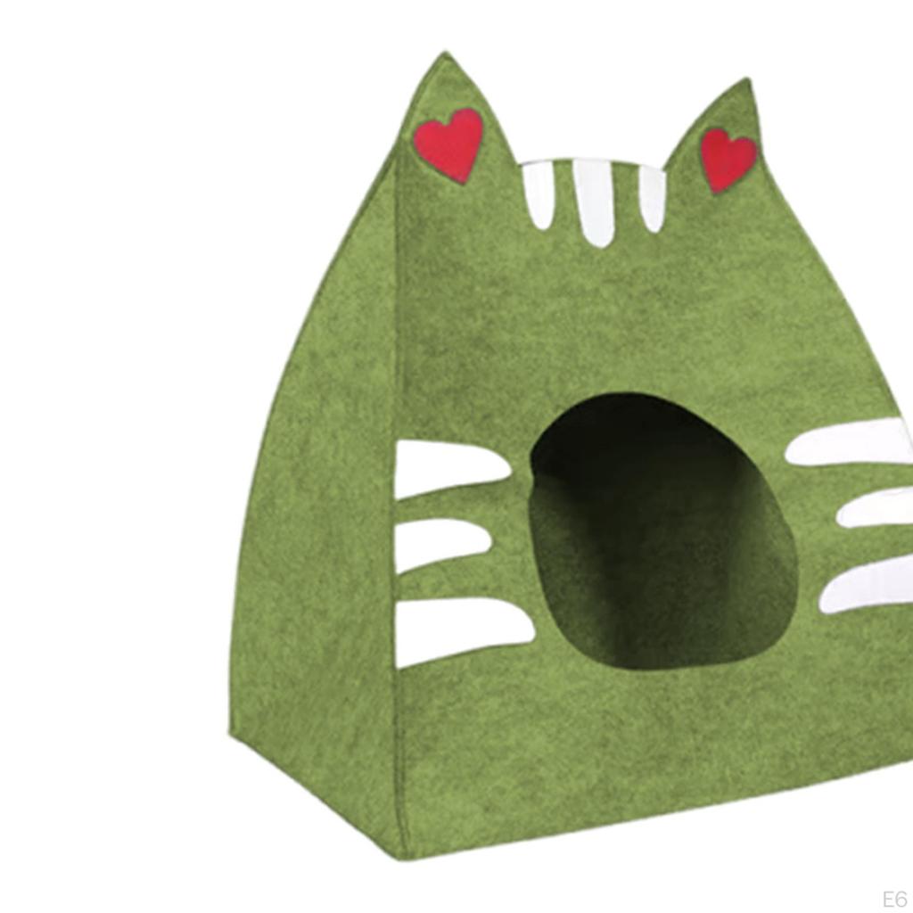 Felt Cat House Scratch Resistance Stable for Indoor Cats Cute Furniture Kitten Bed Hideaway