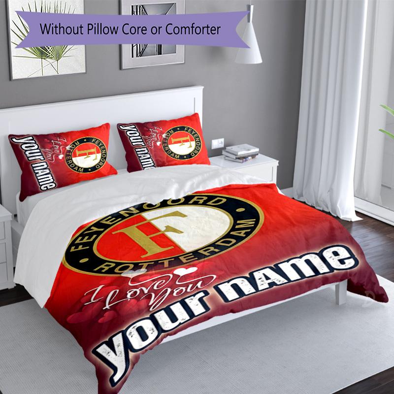 3pcs Custom Name Football club logo Bedding Set Duvet Cover Closure Includes 1 Duvet Cover&2 Pillowcases for All Seasons Bedroom Decor
