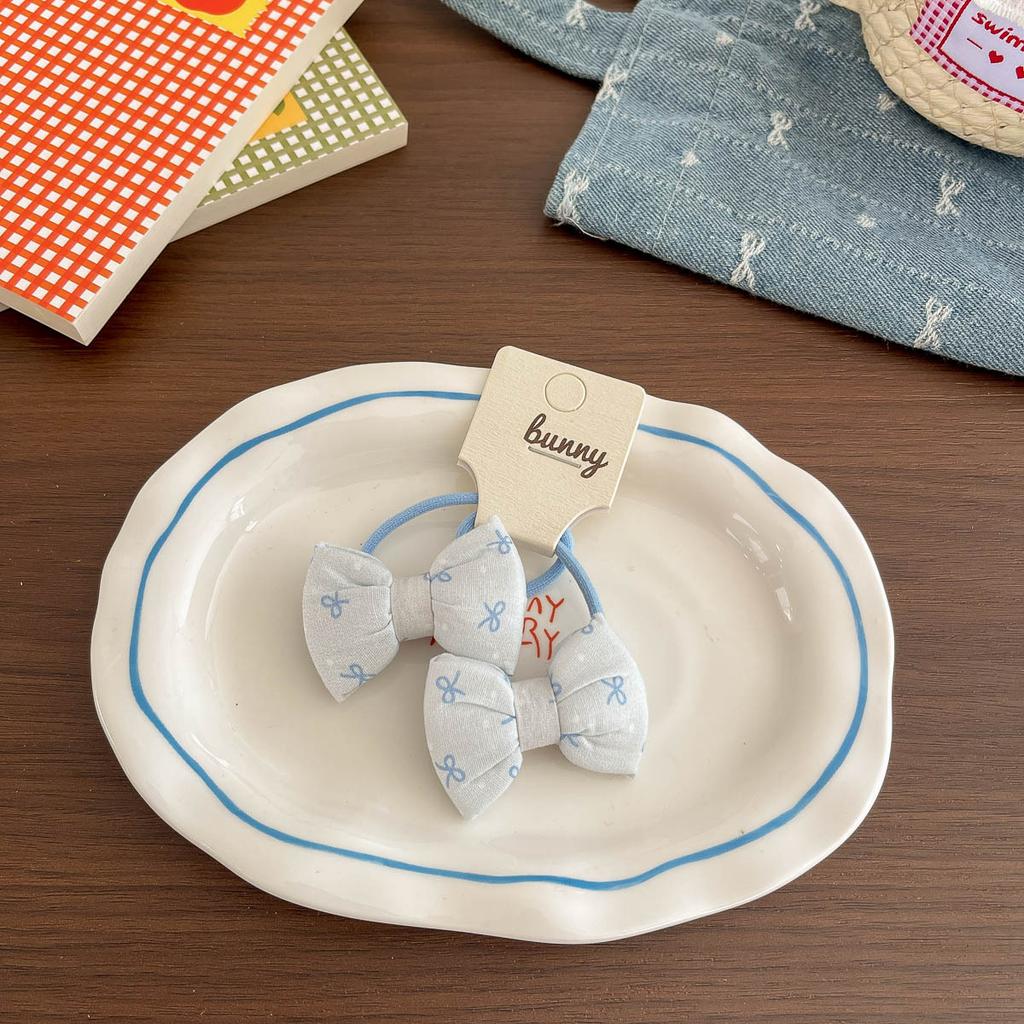 2Pcs Bow Children's Elastic Hair Band Sweet Girls Hair Rope Tie Ponytail Holder Rubber Band Kids Headwear Hair Accessories