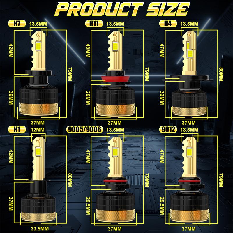 Bullvision H4 H7 Car LED Headlight H1 H8 H11 HB3 HB4 9005 9006 9012 LED Lights 6000K CANBUS Kit H7 for Turbo Lamp Automobiles