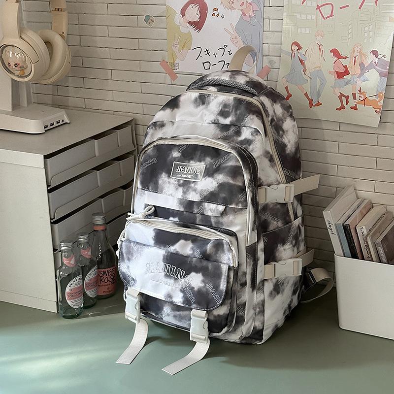 Trend Tie-dye Backpack, Male and Female College Students Schoolbag, Fashion Junior High School High School Students Backpack, Large Capacity Backpack