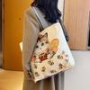 New gold silk cloth bag fashion Korean tide casual tote bag shoulder bag creative pattern women's canvas bag