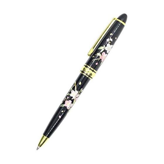 Maki-e Ballpoint Pen, Cherry Blossom, Pure Gold Powder, Lacquerware, Kaga Yamanaka, Luxury Writing Instrument with Case