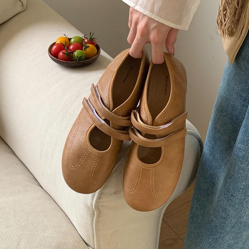 Fashion Fashion Hook Loop Ladies Mary Janes Flats Shoes Soft Female Footwear Round Toe Shallow Women Ballet Flats Slip On Shoes  lady