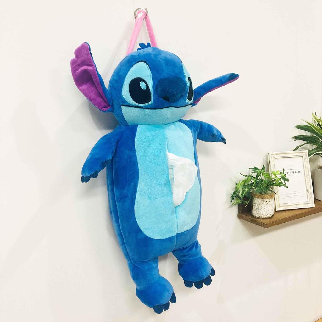 MORIPiLO Disney Závěsný box na kapesníky Box na kapesníky Měkký a roztomilý Plyšový papírový box do auta Disney Morishita Polštář (Kryt Stitch na zeď) Cca. 40cm, Hladký,