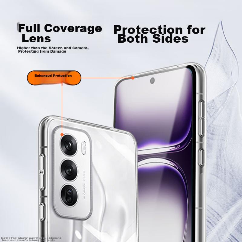Phone Case for OPPO Reno12, Protective Cover with Full Lens Protection, Simple Skin-Friendly Transparent Soft, Fingerprint-Resistant Back Cover