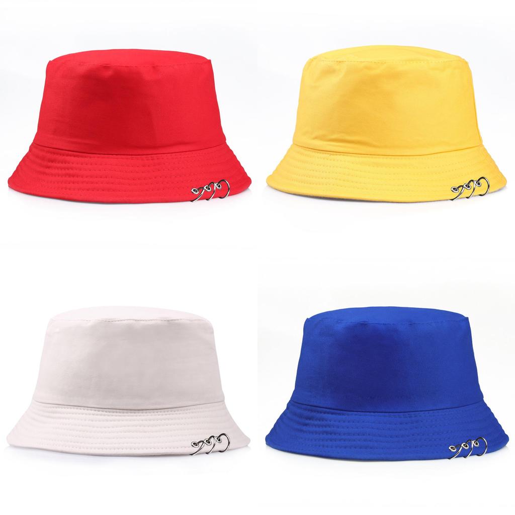 Fashion Unisex Bucket Hat With Large Metal Rivet And Wide Brim For Streetwear Style