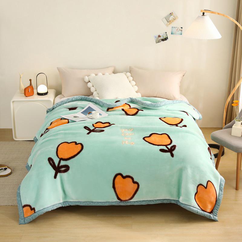 Pogrubiony koc Raschel - Super miękki dwuwarstwowy koc zimowy na prezent