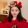 Pony Red Velvet Bow Hairband Red Plush Hair Hoop Creative New Year Headband Children