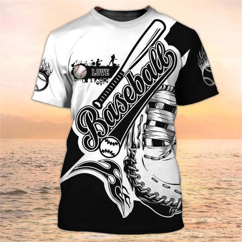Hot Sale Baseball Pattern Printing Personality 3D Printed T-shirt Sports Softball Unisex Quick-drying Short-sleeved T Shirt Top