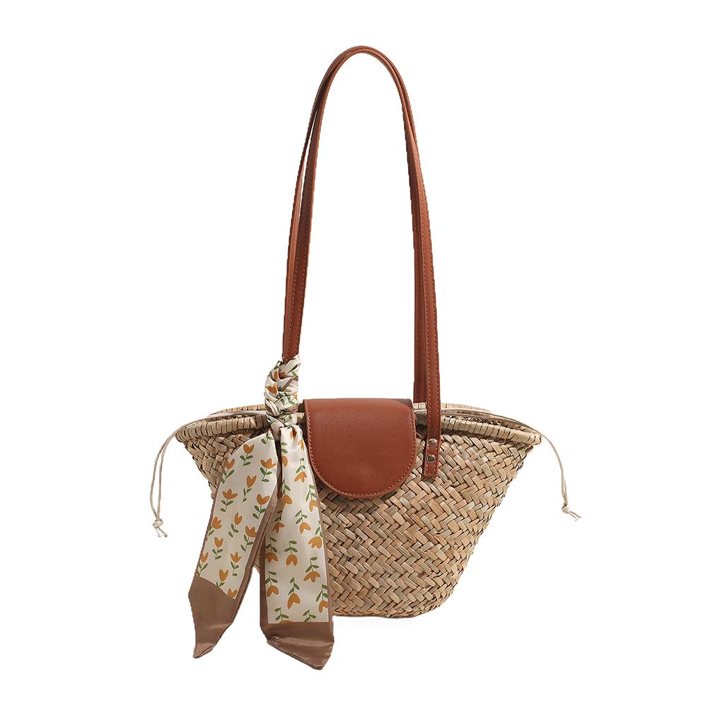 Women Straw Woven Tote Bag Fashion Woven Handbag Large Capacity Weaving Shoulder Bag Chic Hobo Bag for Party Vacation