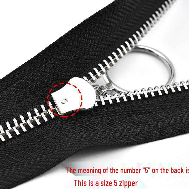 Platinum No. 5 Metal Zipper with Pull Tab & Round Ring for Jackets