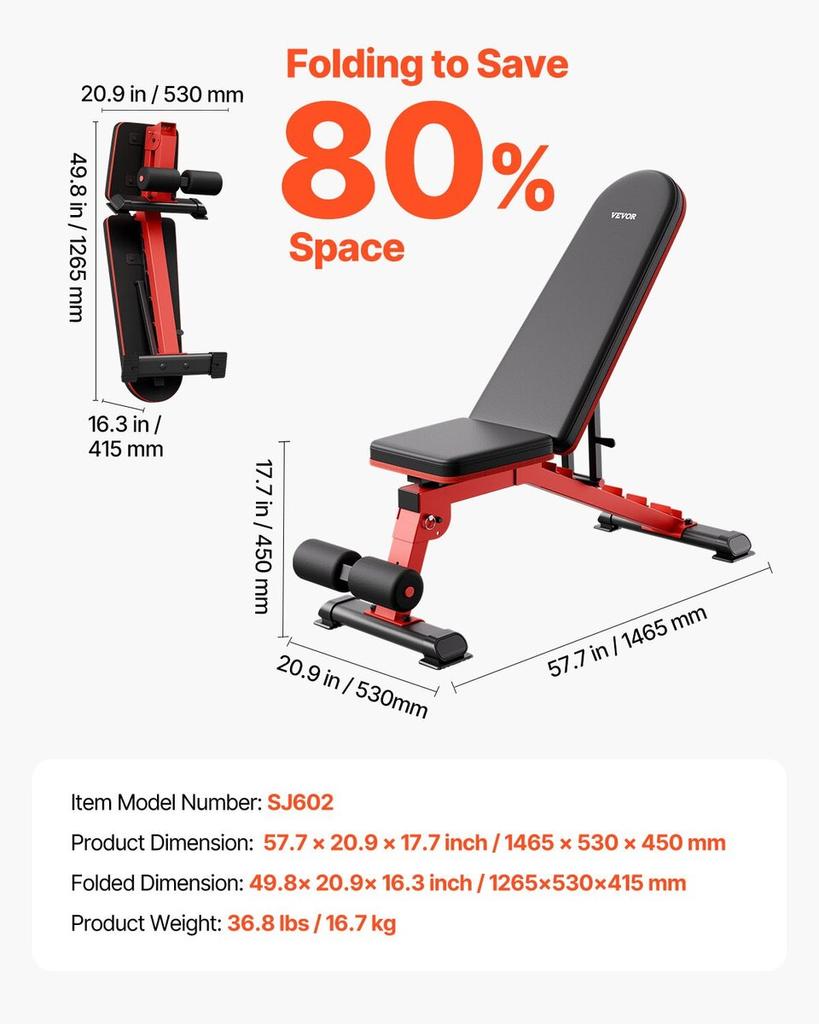 Weight Bench Sit Up Bench Home Gym Strength Training Adjustable Foldable