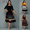 Fashion Summer Spring 1/2 Sleeves O-Neck Casual Dresses