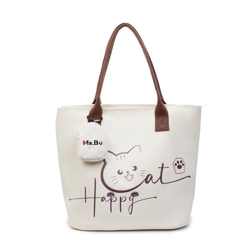Large Capacity Tote Bag 2025 Autumn New Korean Version of Fashion Niche Cartoon Canvas Bag Casual Commuter Shoulder Bag
