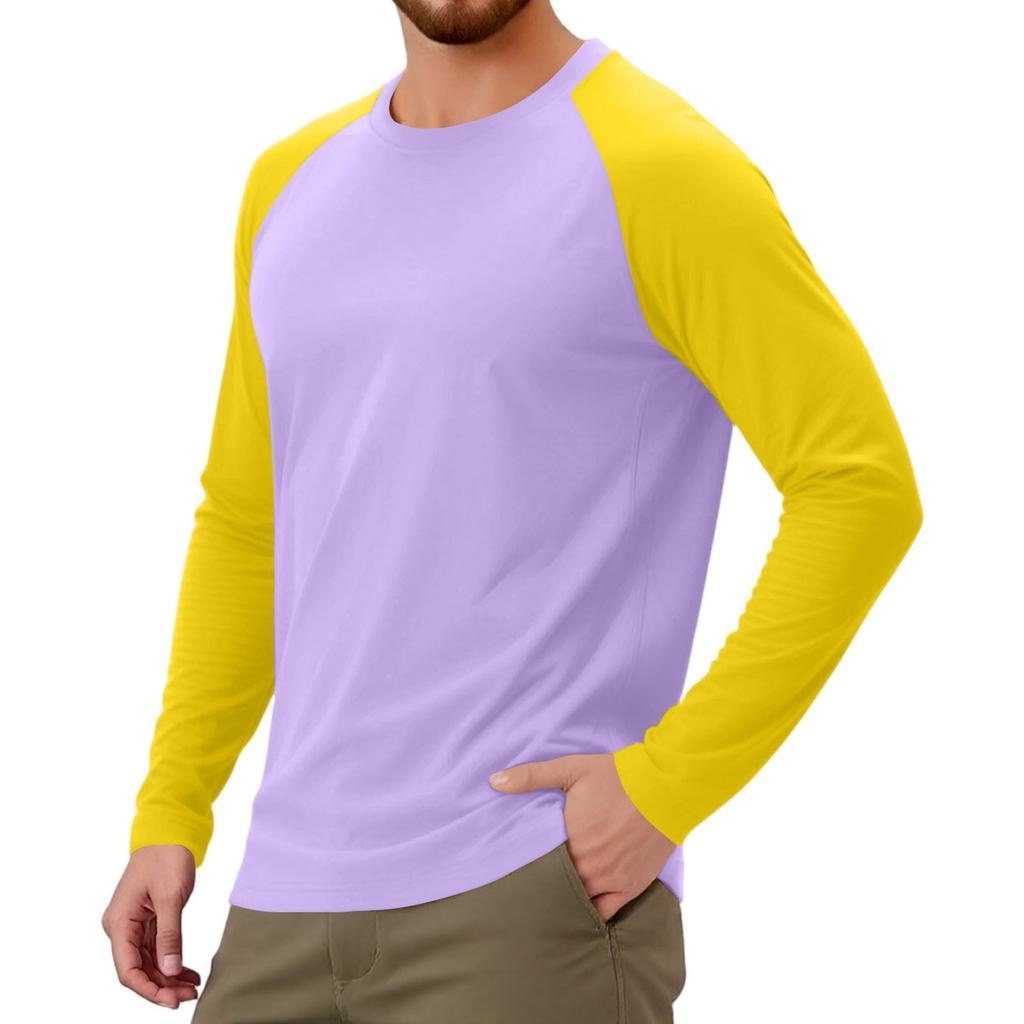 Men's Contrast Color Raglan Long Sleeve Sports Top