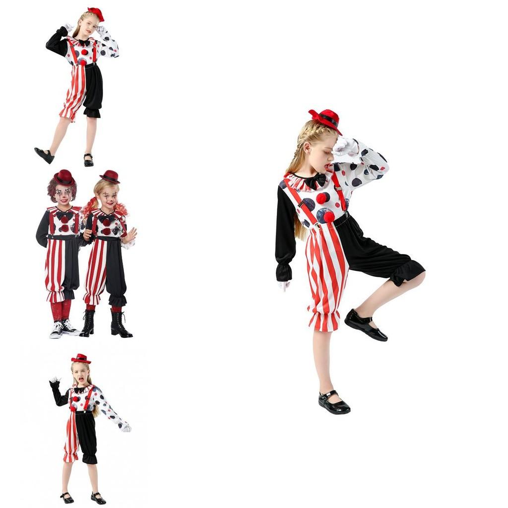 Colorful Polyester Clown Costume For Kids Perfect For Halloween Performance And Stage Shows