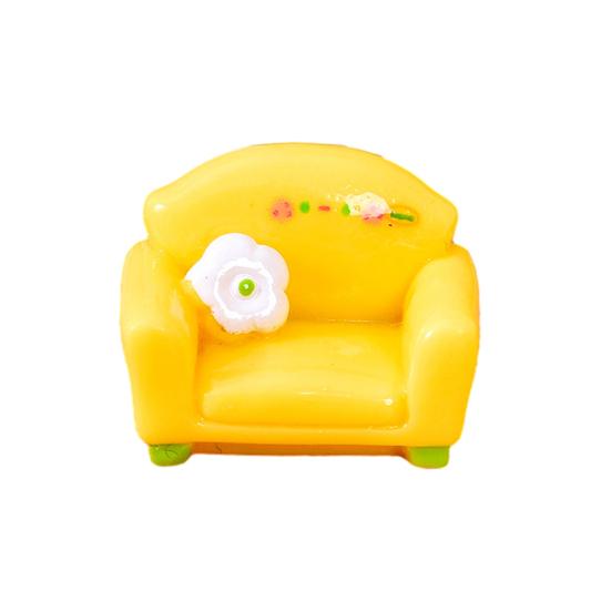 Yousheng Miniature Dollhouse Furniture Mini Resin Bed Sofa Cabinet Table Accessories Lemon Style Tiny Pretend Play Props for Fairy Garden Doll House